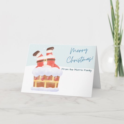 Watercolor Santa Christmas Card Customizable  Kaart (Voorkant)