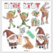 Watercolor Santa Elves Christmas Custom Cut Sticker (Vel)