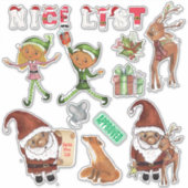 Watercolor Santa Elves Christmas Custom Cut Sticker (Voorkant)