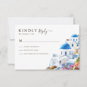 Watercolor Santorini  Destination Wedding RSVP Kaartje (Voorkant)