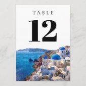 Watercolor Santorini Greece Table Number Kaart (Achterkant)