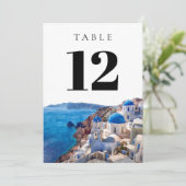 Watercolor Santorini Greece Table Number Kaart (Staand voorkant)