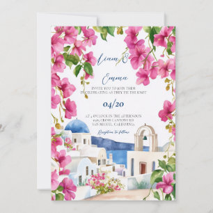 Watercolor Santorini Trouwkaart Kaart