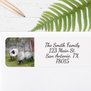Watercolor Schapen Retouradres Etiket