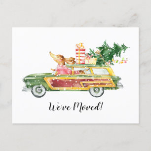 Watercolor Schattig We Zijn Verhuisd Kerstvakantie Feestdagenkaart