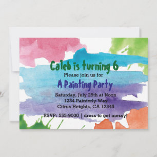Watercolor Schilderfeest Verjaardagsuitnodiging Kaart
