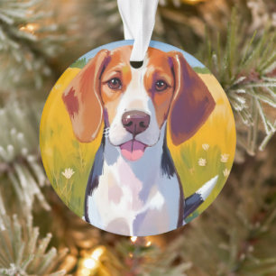 Watercolor Schilderij van Beagle Hond als Huisdier Ornament