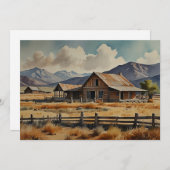 Watercolor Schilderij Westerse Boerderij Ranch Feestdagenkaart (Voorkant / Achterkant)