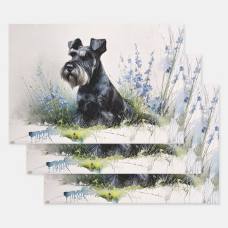 Watercolor Schnauzer Decoupage Inpakpapier Vel