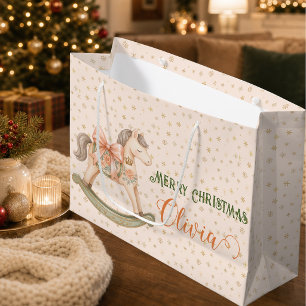 Watercolor Schommelend Paard Kerst Groot Cadeauzakje