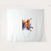 Watercolor Schotse Hooglanders Koe Verjaardag Esse Wandkleed (Voorkant (horizontaal))