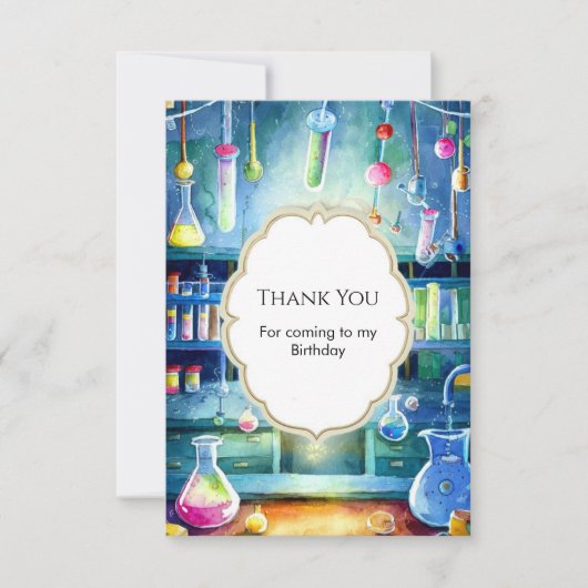 Watercolor Science Magie Wetenschapper Verjaardag Bedankkaart (Voorkant)