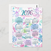 Watercolor scribbles calendar  briefkaart (Voorkant / Achterkant)