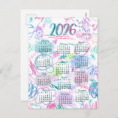 Watercolor scribbles calendar feestdagenkaart (Voorkant / Achterkant)