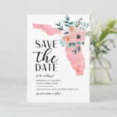 Watercolor Script Florida Bestemming Trouwen Save The Date (Staand voorkant)