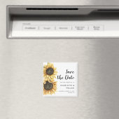 Watercolor Script Sunflower Wedding Save the Date Magneet (Insitu (Vaatwasser))
