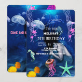 Watercolor Sea Animaux Invitation de fête d'annive (Devant / Derrière)