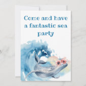 Watercolor Sea Animaux Invitation de fête d'annive (Dos)