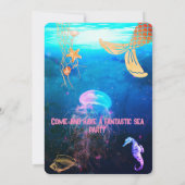 Watercolor Sea Animaux Invitation de fête d'annive (Dos)