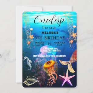 Watercolor Sea Animaux Invitation de fête d'annive