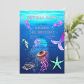Watercolor Sea Animaux Invitation de fête d'annive (Debout devant)