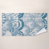 Watercolor sea shell japonais vagues transparent p (Serviette de bain)