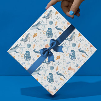 watercolor Sea You Soon Coastal Baby Shower Inpakpapier Vel