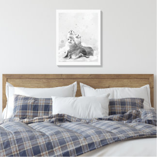 Watercolor Seal Family Sea Animal Nature Art Canvas Afdruk