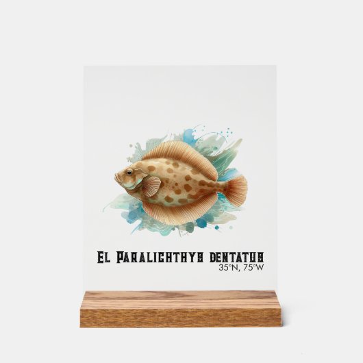 Watercolor Series: Flounder/Flatfish Acryl Bord (Voorkant)