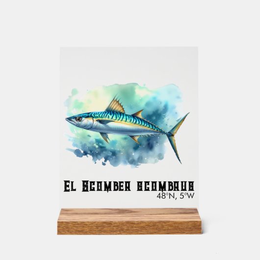 Watercolor Series: Mackerel Acryl Bord (Voorkant)