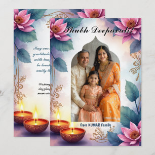 Watercolor Shubh Deepavali Portretkaart Kaart