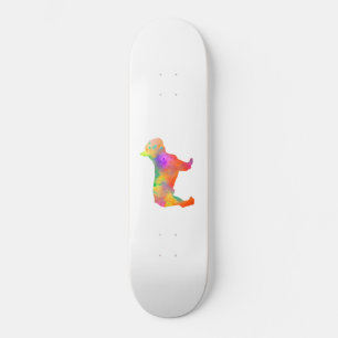 watercolor silhouet van Franse bulldog Skateboard