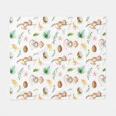 Watercolor Silly Monkeys Fleece Deken (Voorkant (Horizontaal))