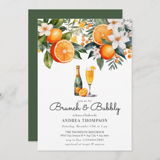 Watercolor Sinaasappels | Brunch Borrel Kaart (Voorkant / Achterkant)