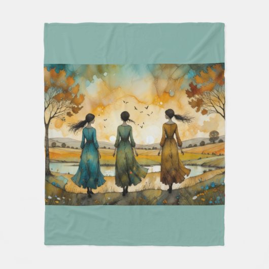 watercolor sisters fleece deken (Voorkant)