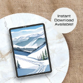 Watercolor Ski Berg Feestdagen Kaart