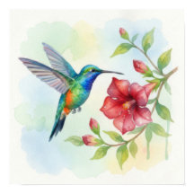 Watercolor Small Hummingbird