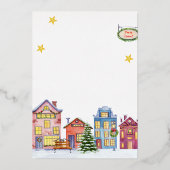 Watercolor Sneeuw Dorp Kerstfeest Folie Uitnodiging (Achterkant)