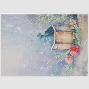 Watercolor Sneeuw Nacht Lamp Dennenhanger Kerst Tissuepapier