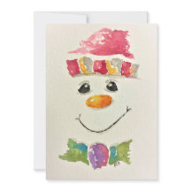 Watercolor Sneeuwman Vakantiekaarten