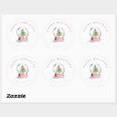 Watercolor Snow Globe Holiday Ronde Sticker (Vel)