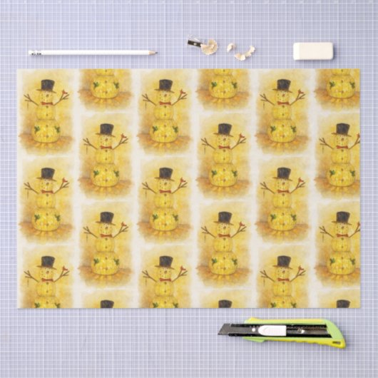 Watercolor snow man tissuepapier (Craft)