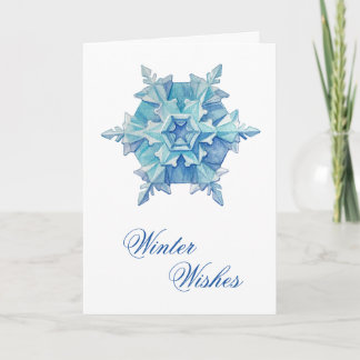 Watercolor Snowflake Feestdagen Kaart