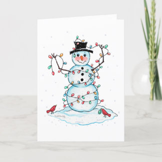 Watercolor Snowman enveloppé dans la carte de voeu