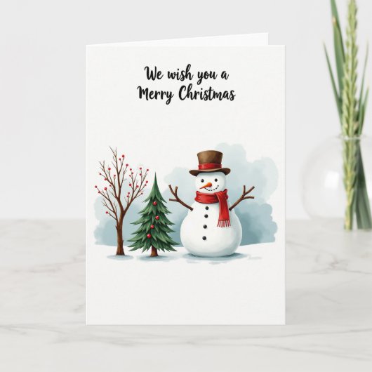 Watercolor Snowman et Joyeuse carte de Noël (Devant)