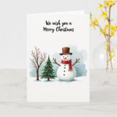 Watercolor Snowman et Joyeuse carte de Noël (Fleur jaune)