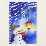 Watercolor snowman Merry Christmas<br><div class="desc">Watercolor snowman Merry Christmas New year night winter lamp snow</div>