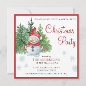 Watercolor snowman pin merveille petite invitation (Devant)