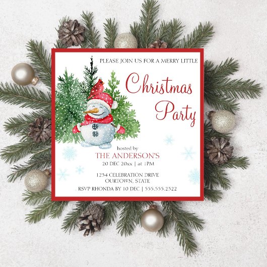 Watercolor snowman pin merveille petite invitation