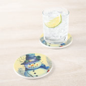 Watercolor Snowman Sandstone Dessous de verre (Côté)